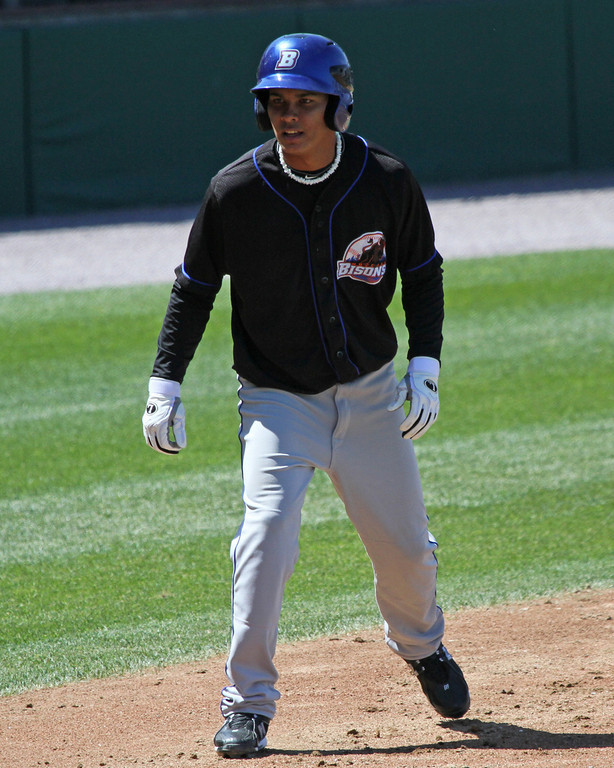 Ruben Tejada playing for the Buffalo Bisons in 2010 - photo courtesy of Kelly O'Connor/sittingstill and used with permission